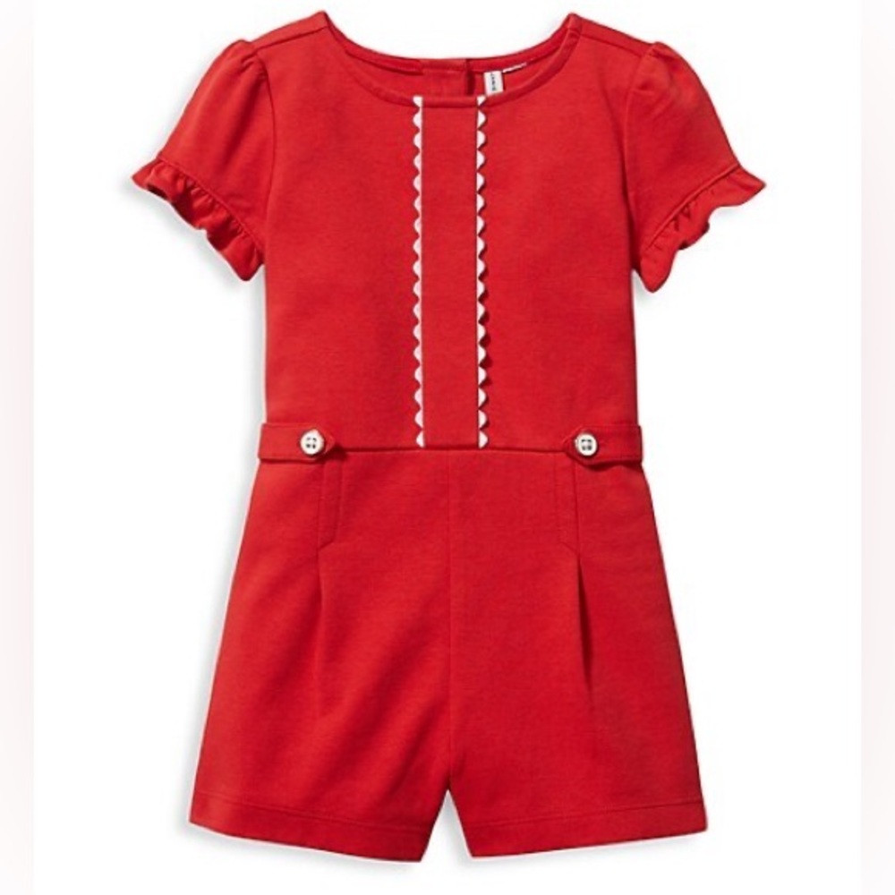 Janie and Jack Red Ruffle Sleeve Romper